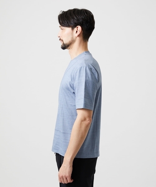 MICHEL KLEIN HOMME   （ミッシェルクランオム）の「切り替えクルーネック半袖カットソー（Tシャツ/カットソー・メンズ・ライトブルー/ネイビー・MEDIUM/LARGE/X-LARGE）」の4枚目の写真