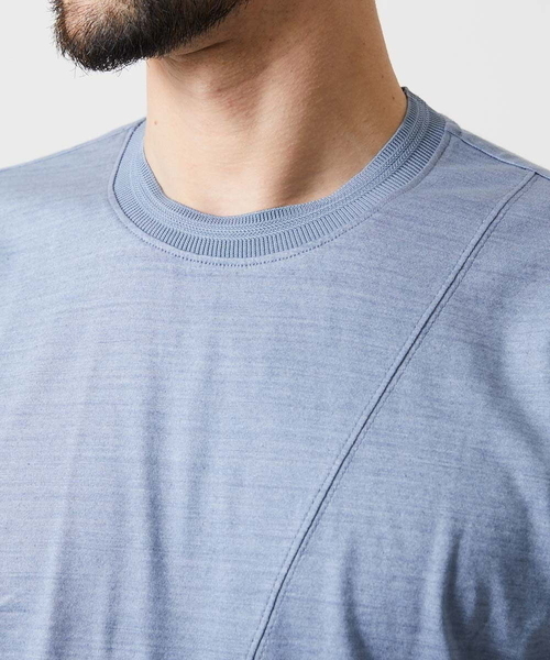 MICHEL KLEIN HOMME   （ミッシェルクランオム）の「切り替えクルーネック半袖カットソー（Tシャツ/カットソー・メンズ・ライトブルー/ネイビー・MEDIUM/LARGE/X-LARGE）」の6枚目の写真