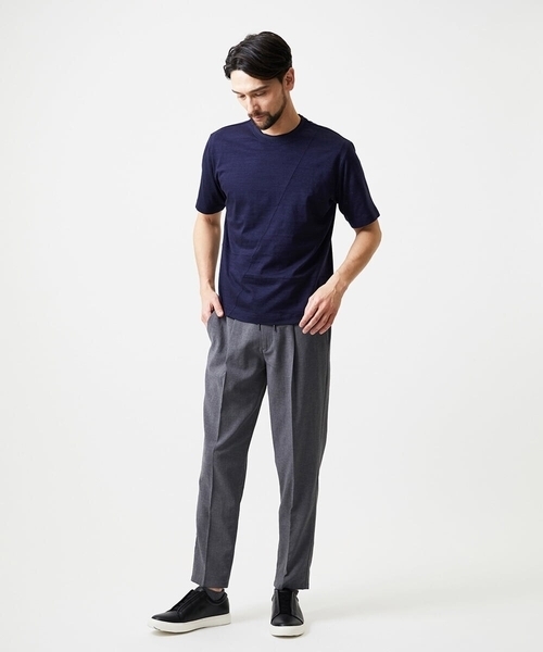 MICHEL KLEIN HOMME   （ミッシェルクランオム）の「切り替えクルーネック半袖カットソー（Tシャツ/カットソー・メンズ・ライトブルー/ネイビー・MEDIUM/LARGE/X-LARGE）」の8枚目の写真