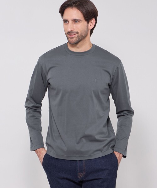 MACKINTOSH LONDON（マッキントッシュ ロンドン）の「【WEB・一部店舗限定】スーピマシルケットスムースロングスリーブTシャツ（Tシャツ/カットソー・メンズ・チャコールグレー/ホワイト/ブルー系その他2/ブラック・L/XL/M）」の3枚目の写真