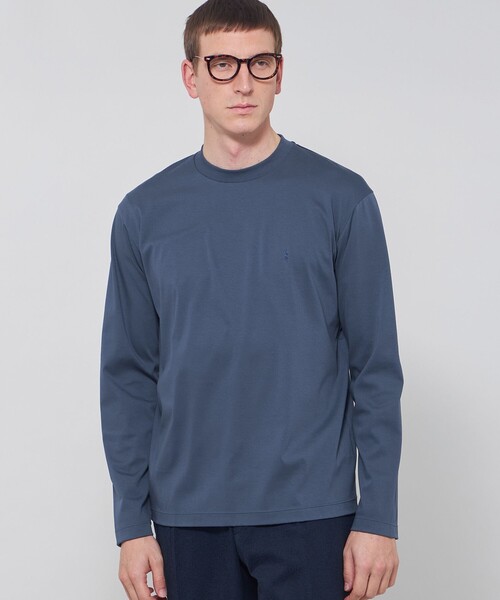 MACKINTOSH LONDON（マッキントッシュ ロンドン）の「【WEB・一部店舗限定】スーピマシルケットスムースロングスリーブTシャツ（Tシャツ/カットソー・メンズ・チャコールグレー/ホワイト/ブルー系その他2/ブラック・L/XL/M）」の4枚目の写真