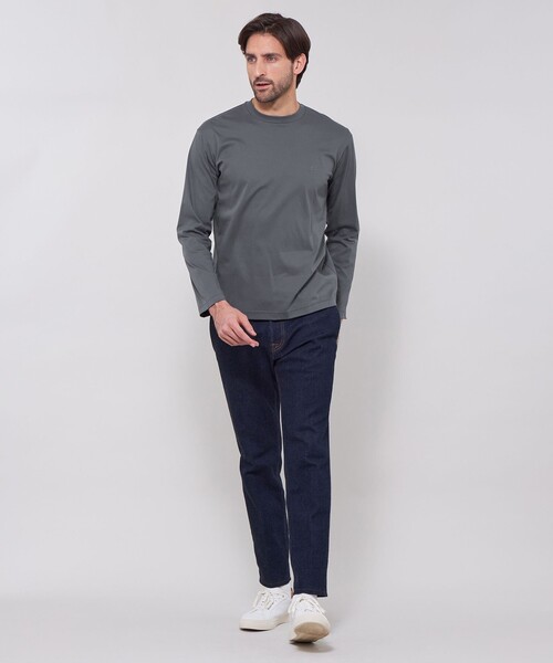 MACKINTOSH LONDON（マッキントッシュ ロンドン）の「【WEB・一部店舗限定】スーピマシルケットスムースロングスリーブTシャツ（Tシャツ/カットソー・メンズ・チャコールグレー/ホワイト/ブルー系その他2/ブラック・L/XL/M）」の6枚目の写真