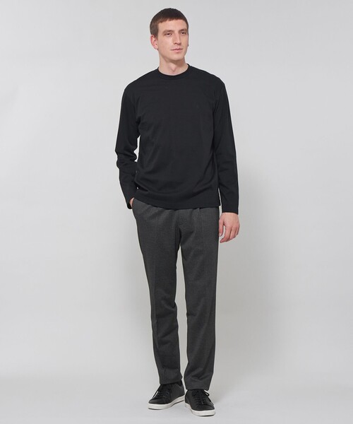 MACKINTOSH LONDON（マッキントッシュ ロンドン）の「【WEB・一部店舗限定】スーピマシルケットスムースロングスリーブTシャツ（Tシャツ/カットソー・メンズ・チャコールグレー/ホワイト/ブルー系その他2/ブラック・L/XL/M）」の7枚目の写真