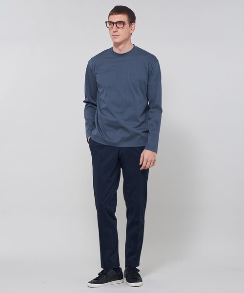 MACKINTOSH LONDON（マッキントッシュ ロンドン）の「【WEB・一部店舗限定】スーピマシルケットスムースロングスリーブTシャツ（Tシャツ/カットソー・メンズ・チャコールグレー/ホワイト/ブルー系その他2/ブラック・L/XL/M）」の9枚目の写真