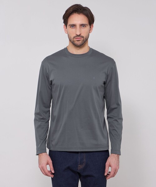 MACKINTOSH LONDON（マッキントッシュ ロンドン）の「【WEB・一部店舗限定】スーピマシルケットスムースロングスリーブTシャツ（Tシャツ/カットソー・メンズ・チャコールグレー/ホワイト/ブルー系その他2/ブラック・L/XL/M）」の11枚目の写真