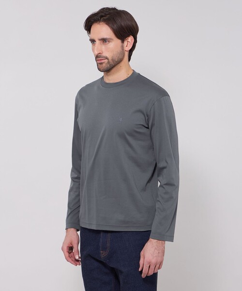 MACKINTOSH LONDON（マッキントッシュ ロンドン）の「【WEB・一部店舗限定】スーピマシルケットスムースロングスリーブTシャツ（Tシャツ/カットソー・メンズ・チャコールグレー/ホワイト/ブルー系その他2/ブラック・L/XL/M）」の12枚目の写真