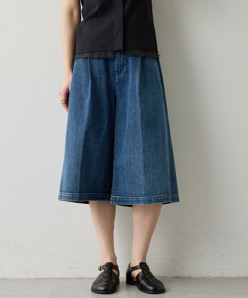 THE PAUSE（ザ ポーズ）の「【THE PAUSE】タックハーフパンツ（その他パンツ・レディース・ベージュ/ブルー・FREE）」の4枚目の写真