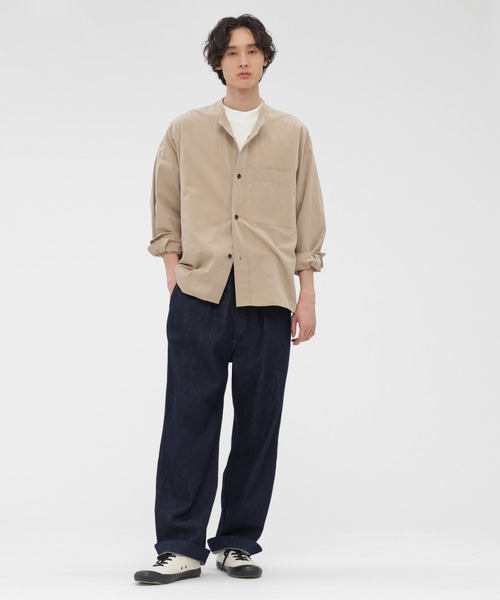 MHL.（エムエイチエル）の「WASHED DRY COTTON LINEN（シャツ/ブラウス・メンズ・チャコール/ベージュ・LARGE/MEDIUM/SMALL）」の7枚目の写真