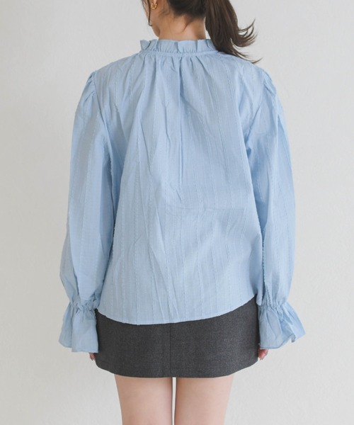 MISCH MASCH（ミッシュマッシュ）の「2026春夏新作 WEB限定 フリルカラー前リボンブラウス（シャツ/ブラウス・レディース・ホワイト/ブルー/イエロー・ﾌﾘ-）」の6枚目の写真