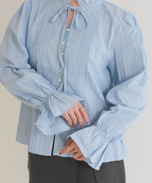 MISCH MASCH（ミッシュマッシュ）の「2026春夏新作 WEB限定 フリルカラー前リボンブラウス（シャツ/ブラウス・レディース・ホワイト/ブルー/イエロー・ﾌﾘ-）」の9枚目の写真