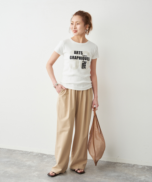 Spick & Span(スピックアンドスパン)の「La Hutte / ラ ユット 別注リブ編み MINI Tee*(Tシャツ/カットソー・レディース・ホワイト系その他/ネイビー/ホワイト・FREE)」の14枚目の写真