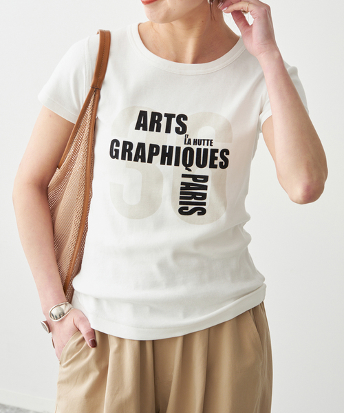 Spick & Span(スピックアンドスパン)の「La Hutte / ラ ユット 別注リブ編み MINI Tee*(Tシャツ/カットソー・レディース・ホワイト系その他/ネイビー/ホワイト・FREE)」の16枚目の写真
