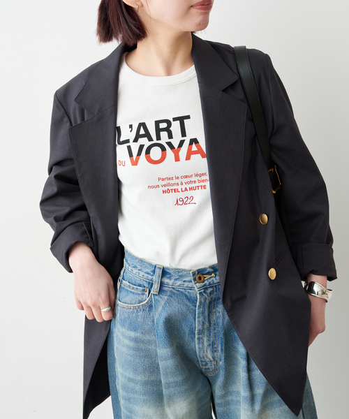 Spick & Span(スピックアンドスパン)の「La Hutte / ラ ユット 別注リブ編み MINI Tee*(Tシャツ/カットソー・レディース・ホワイト系その他/ネイビー/ホワイト・FREE)」の21枚目の写真
