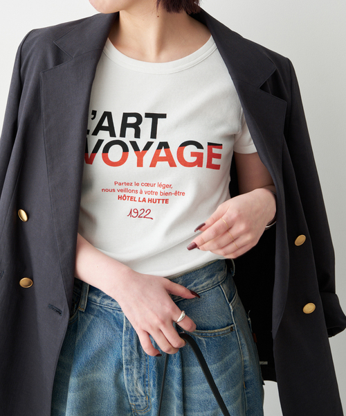 Spick & Span(スピックアンドスパン)の「La Hutte / ラ ユット 別注リブ編み MINI Tee*(Tシャツ/カットソー・レディース・ホワイト系その他/ネイビー/ホワイト・FREE)」の22枚目の写真