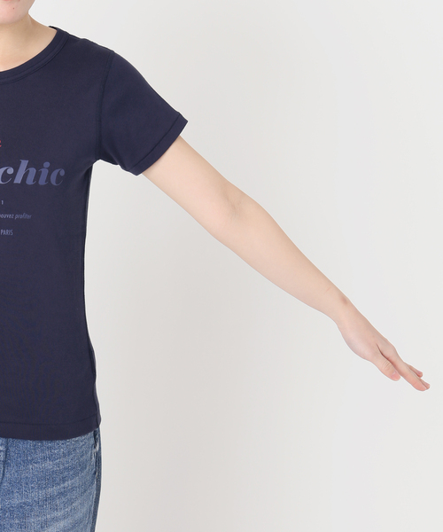 Spick & Span(スピックアンドスパン)の「La Hutte / ラ ユット 別注リブ編み MINI Tee*(Tシャツ/カットソー・レディース・ホワイト系その他/ネイビー/ホワイト・FREE)」の5枚目の写真