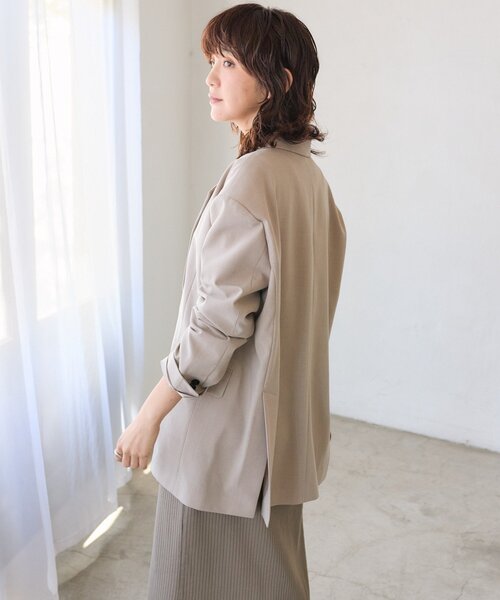 RIVE DROITE（リヴドロワ）の「【こなれ感抜群/接触冷感】ワイドショルダージャケット（テーラードジャケット・レディース・ブラック/ベージュ・FREE）」の19枚目の写真