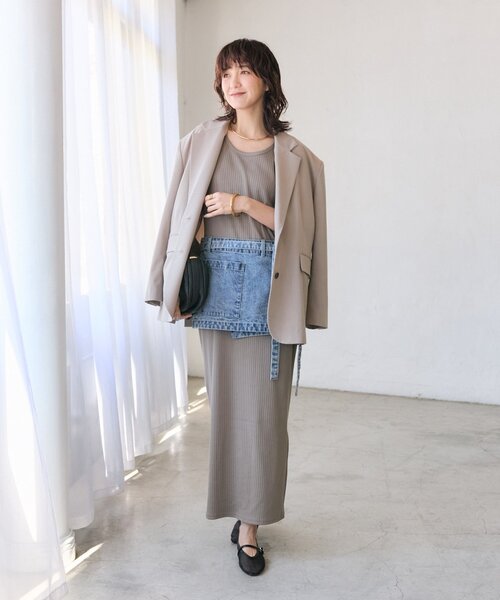 RIVE DROITE（リヴドロワ）の「【こなれ感抜群/接触冷感】ワイドショルダージャケット（テーラードジャケット・レディース・ブラック/ベージュ・FREE）」の20枚目の写真