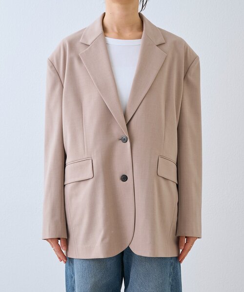 RIVE DROITE（リヴドロワ）の「【こなれ感抜群/接触冷感】ワイドショルダージャケット（テーラードジャケット・レディース・ブラック/ベージュ・FREE）」の22枚目の写真