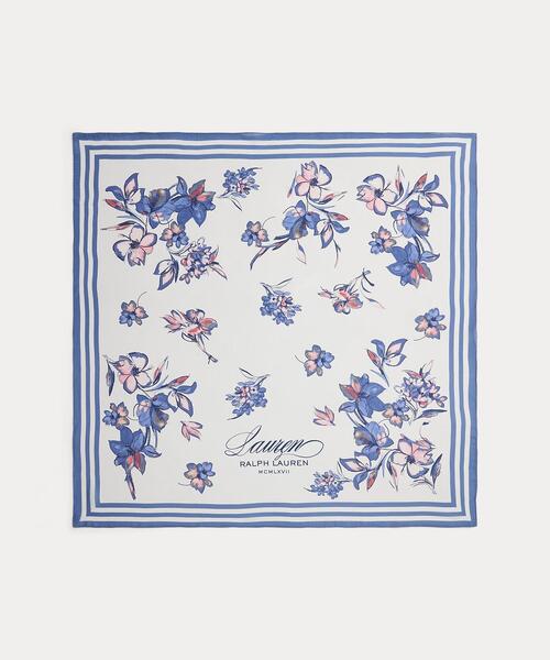 LAUREN RALPH LAUREN（ローレン ラルフ ローレン）の「ロゴ フローラル シルク スクエア スカーフ（バンダナ/スカーフ・レディース・ナチュラル・ONE）」の2枚目の写真
