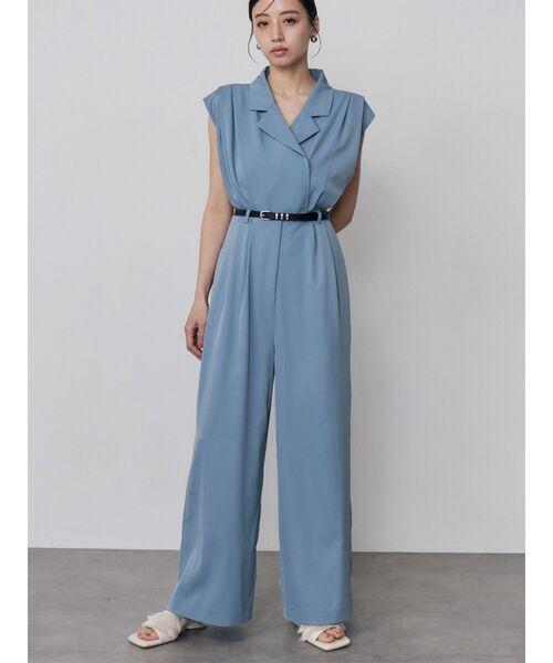 MURUA(ムルーア)の「デザインベルトワイドロンパース 夏服(つなぎ/オールインワン・レディース・ベージュ/グレー/ブルー・FREE)」の3枚目の写真