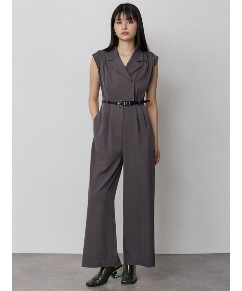 MURUA（ムルーア）の「デザインベルトワイドロンパース（つなぎ/オールインワン・レディース・ベージュ/グレー・FREE）」の7枚目の写真