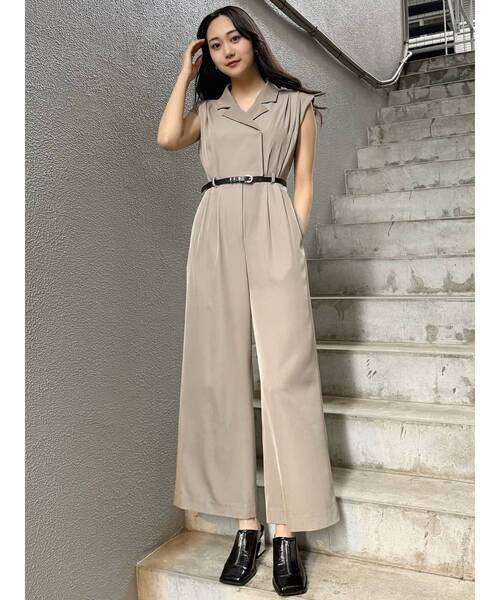 MURUA（ムルーア）の「デザインベルトワイドロンパース（つなぎ/オールインワン・レディース・ベージュ/グレー・FREE）」の12枚目の写真