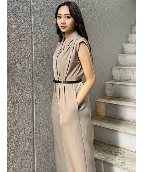 MURUA（ムルーア）の「デザインベルトワイドロンパース（つなぎ/オールインワン・レディース・ベージュ/グレー・FREE）」の14枚目の写真