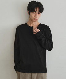 アプリケトリムロングスリーブTシャツ_BLACK(W26TP04)