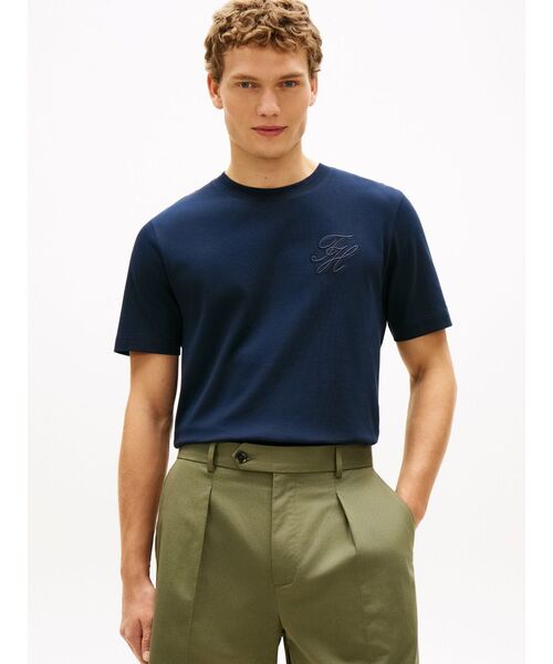 TOMMY HILFIGER（トミーヒルフィガー）の「インターロッククルーネックTシャツ（Tシャツ/カットソー・メンズ・グリーン/ホワイト/マルチ・SMALL/MEDIUM/LARGE/X-LARGE）」の3枚目の写真