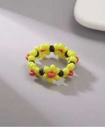 【urge select】フラワーモチーフ カラフル ビーズ リング【6色展開】