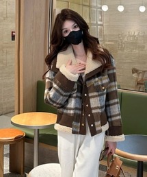 NoBelle（ノベル）の「コートボアジャケット　チェック柄アウター（ピーコート）」