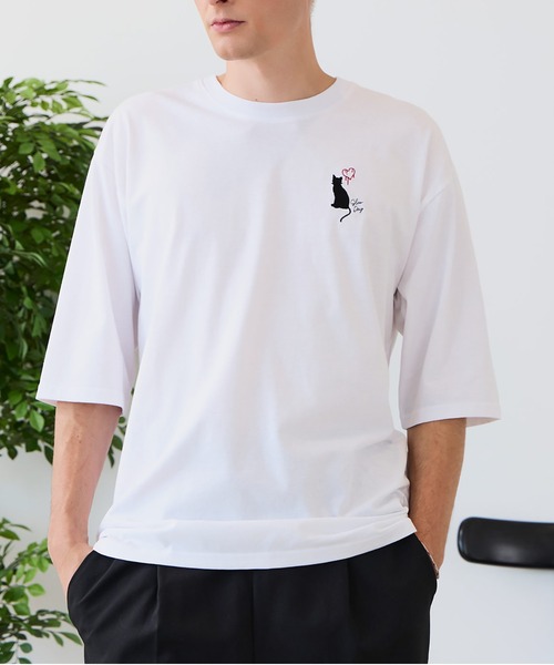 JEANS MATE(ジーンズメイト)の「【ZERO STAIN/ゼロステイン】汗染みの目立ちにくいTシャツ ZEROSTAIN アニマルワンポイント刺繍オーバーサイズTシャツ 防汚 UVカット 綿タッチ・厚手(Tシャツ/カットソー・メンズ・ベージュ系その他/ホワイト系その他3/ブルー系その他/ホワイト系その他2/ブラック系その他3/ブラック系その他2・X-LARGE/MEDIUM/LARGE)」の3枚目の写真