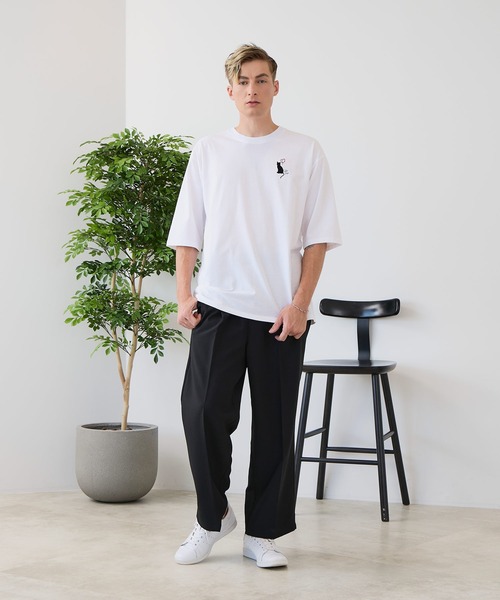 JEANS MATE(ジーンズメイト)の「【ZERO STAIN/ゼロステイン】汗染みの目立ちにくいTシャツ ZEROSTAIN アニマルワンポイント刺繍オーバーサイズTシャツ 防汚 UVカット 綿タッチ・厚手(Tシャツ/カットソー・メンズ・ベージュ系その他/ホワイト系その他3/ブルー系その他/ホワイト系その他2/ブラック系その他3/ブラック系その他2・X-LARGE/MEDIUM/LARGE)」の8枚目の写真