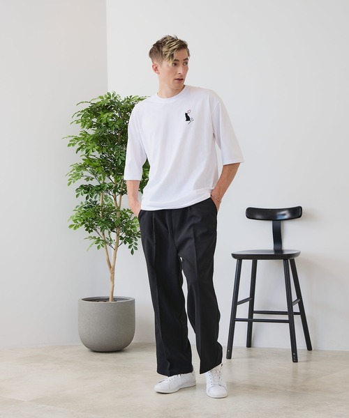 JEANS MATE(ジーンズメイト)の「【ZERO STAIN/ゼロステイン】汗染みの目立ちにくいTシャツ ZEROSTAIN アニマルワンポイント刺繍オーバーサイズTシャツ 防汚 UVカット 綿タッチ・厚手(Tシャツ/カットソー・メンズ・ベージュ系その他/ホワイト系その他3/ブルー系その他/ホワイト系その他2/ブラック系その他3/ブラック系その他2・X-LARGE/MEDIUM/LARGE)」の10枚目の写真