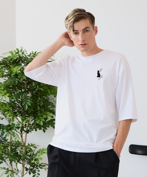 JEANS MATE(ジーンズメイト)の「【ZERO STAIN/ゼロステイン】汗染みの目立ちにくいTシャツ ZEROSTAIN アニマルワンポイント刺繍オーバーサイズTシャツ 防汚 UVカット 綿タッチ・厚手(Tシャツ/カットソー・メンズ・ベージュ系その他/ホワイト系その他3/ブルー系その他/ホワイト系その他2/ブラック系その他3/ブラック系その他2・X-LARGE/MEDIUM/LARGE)」の12枚目の写真