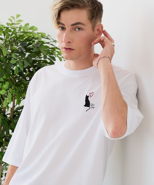 JEANS MATE(ジーンズメイト)の「【ZERO STAIN/ゼロステイン】汗染みの目立ちにくいTシャツ ZEROSTAIN アニマルワンポイント刺繍オーバーサイズTシャツ 防汚 UVカット 綿タッチ・厚手(Tシャツ/カットソー・メンズ・ベージュ系その他/ホワイト系その他3/ブルー系その他/ホワイト系その他2/ブラック系その他3/ブラック系その他2・X-LARGE/MEDIUM/LARGE)」の16枚目の写真