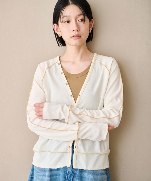 kha:ki(カーキ)の「「KHA:KI / カーキ」ドライピケカーディガン(Tシャツ/カットソー・レディース・ブラック/キャメル/オフホワイト・1)」の17枚目の写真