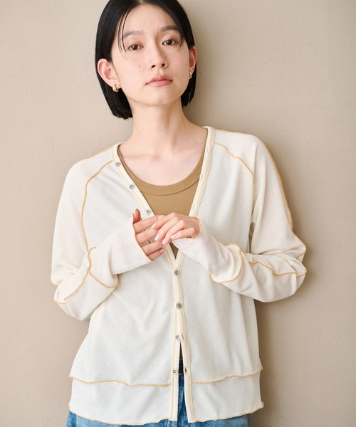 kha:ki(カーキ)の「「KHA:KI / カーキ」ドライピケカーディガン(Tシャツ/カットソー・レディース・ブラック/キャメル/オフホワイト・1)」の19枚目の写真