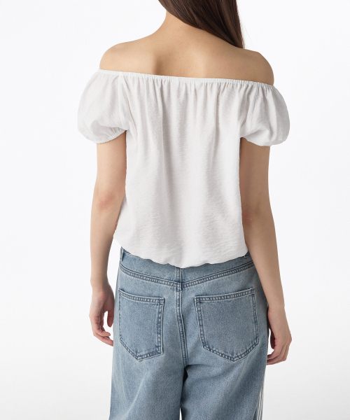 MUSINSA STANDARD WOMAN（ムシンサスタンダードウーマン）の「ウィメンズバリアブルオフショルダー半袖ブラウス[ホワイト]（シャツ/ブラウス・レディース・その他・X-SMALL/SMALL/MEDIUM/LARGE）」の2枚目の写真