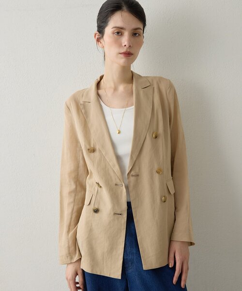 Drawing Numbers(ドローイング ナンバーズ)の「【Drawing Numbers】コットンオーガンジーダブルジャケット(テーラードジャケット・レディース・ブラック/ベージュ・38)」の2枚目の写真