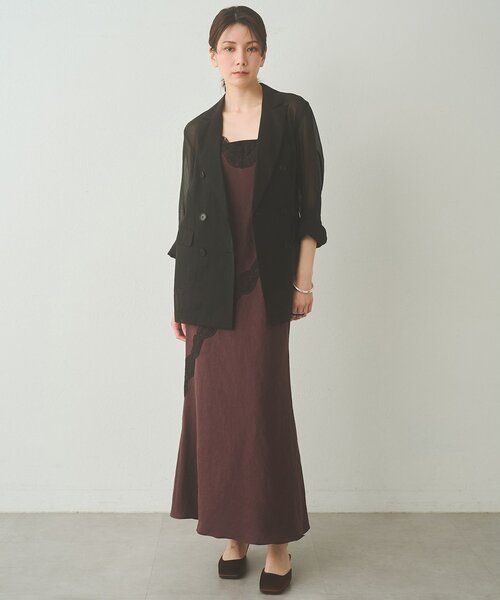 Drawing Numbers(ドローイング ナンバーズ)の「【Drawing Numbers】コットンオーガンジーダブルジャケット(テーラードジャケット・レディース・ブラック/ベージュ・38)」の3枚目の写真