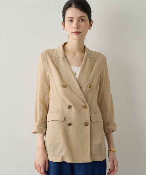 Drawing Numbers(ドローイング ナンバーズ)の「【Drawing Numbers】コットンオーガンジーダブルジャケット(テーラードジャケット・レディース・ブラック/ベージュ・38)」の12枚目の写真