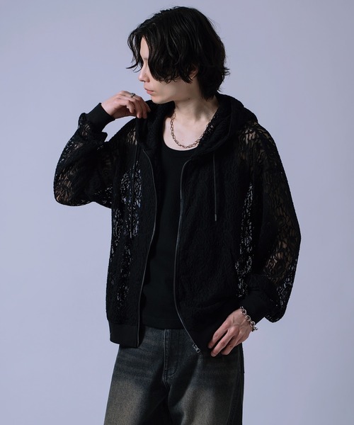 improves(インプローブス)の「レースシアー シップパーカー(パーカー・メンズ・ブラック系/ホワイト/ホワイト系/ブラック・MEDIUM/LARGE)」の1枚目の写真