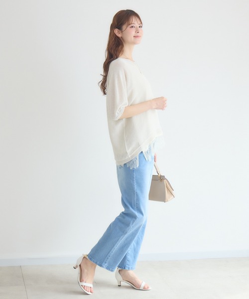 KATHARINE ROSS（キャサリンロス）の「【KATHARINE ROSS】【MADE IN JAPAN】【吸水速乾/通気性】和紙ハーフスリーブニット（ニット/セーター・レディース・イエロー/ライトブルー/オフホワイト・FREE）」の9枚目の写真