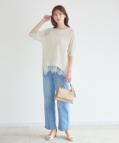 KATHARINE ROSS（キャサリンロス）の「【KATHARINE ROSS】【MADE IN JAPAN】【吸水速乾/通気性】和紙ハーフスリーブニット（ニット/セーター・レディース・イエロー/ライトブルー/オフホワイト・FREE）」の7枚目の写真