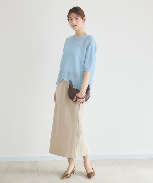 KATHARINE ROSS（キャサリンロス）の「【KATHARINE ROSS】【MADE IN JAPAN】【吸水速乾/通気性】和紙ハーフスリーブニット（ニット/セーター・レディース・イエロー/ライトブルー/オフホワイト・FREE）」の11枚目の写真