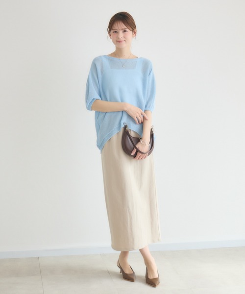 KATHARINE ROSS（キャサリンロス）の「【KATHARINE ROSS】【MADE IN JAPAN】【吸水速乾/通気性】和紙ハーフスリーブニット（ニット/セーター・レディース・イエロー/ライトブルー/オフホワイト・FREE）」の12枚目の写真