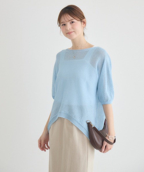 KATHARINE ROSS（キャサリンロス）の「【KATHARINE ROSS】【MADE IN JAPAN】【吸水速乾/通気性】和紙ハーフスリーブニット（ニット/セーター・レディース・イエロー/ライトブルー/オフホワイト・FREE）」の14枚目の写真