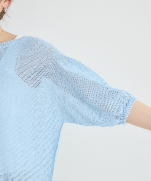 KATHARINE ROSS（キャサリンロス）の「【KATHARINE ROSS】【MADE IN JAPAN】【吸水速乾/通気性】和紙ハーフスリーブニット（ニット/セーター・レディース・イエロー/ライトブルー/オフホワイト・FREE）」の19枚目の写真