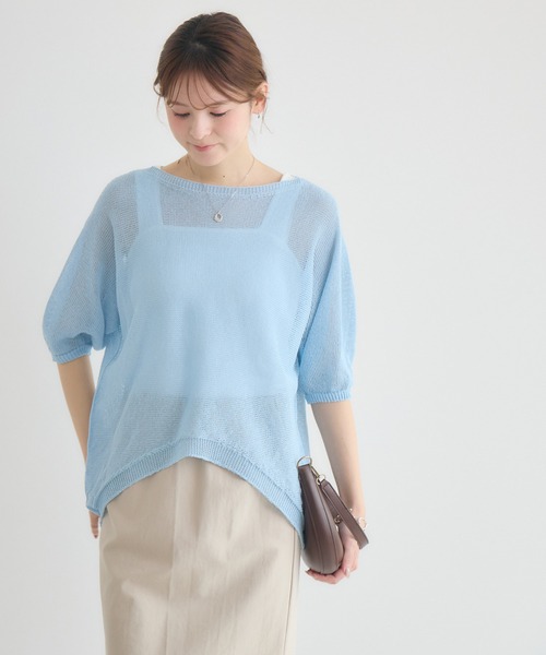 KATHARINE ROSS（キャサリンロス）の「【KATHARINE ROSS】【MADE IN JAPAN】【吸水速乾/通気性】和紙ハーフスリーブニット（ニット/セーター・レディース・イエロー/ライトブルー/オフホワイト・FREE）」の13枚目の写真